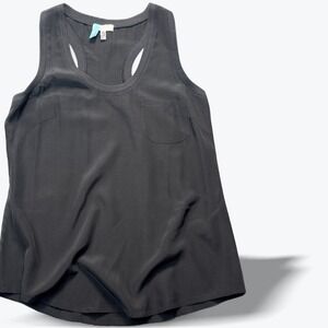 Joie Pure Silk Racerback Tank Top Black Luxury XS Pocket Scoop Neck Sleeveless